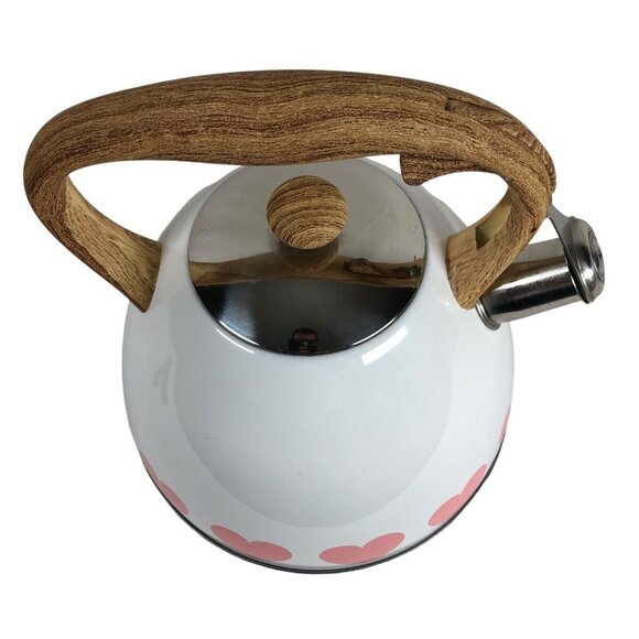 MasterClass Pink Heart Tea Kettle Whistling Stainless Steel Premium 2.6 QT - Picture 4 of 9